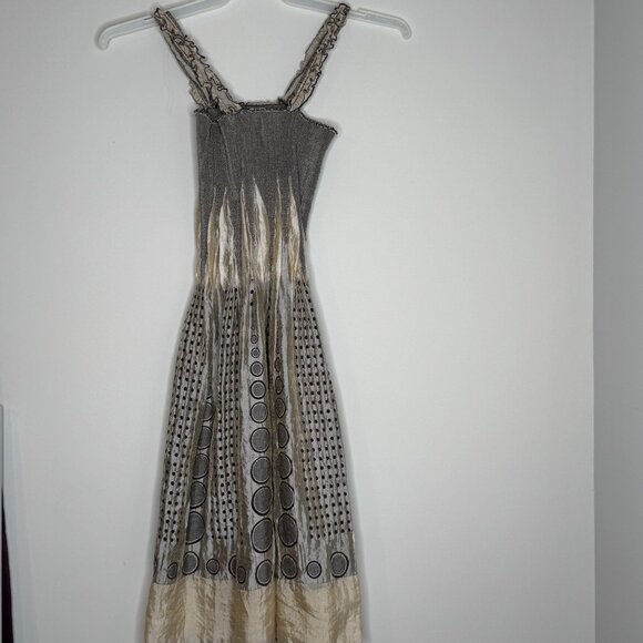 Shiny Beige Max Studio Sun Dress, One Size - Picture 1 of 16